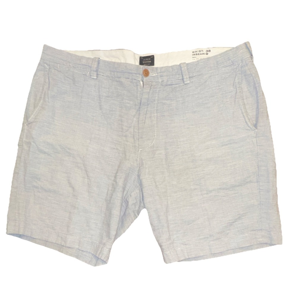 J.CREW Stanton Chino Shorts Light‎ Blue White Stripe Cotton 9" Inseam